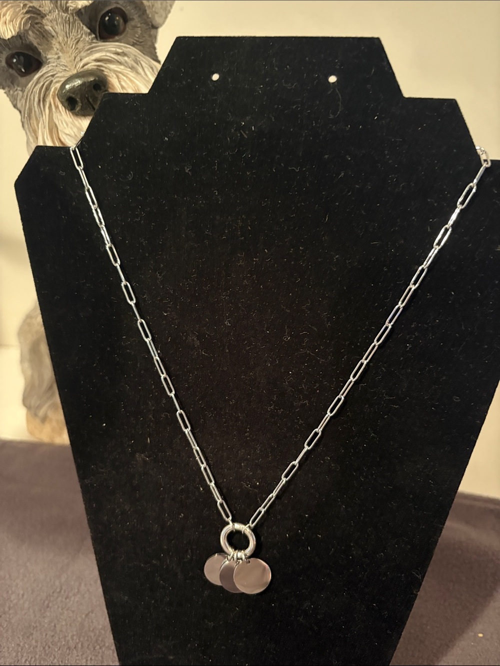 Plunder Silver Toggle necklace with 3 Round Silver Charms